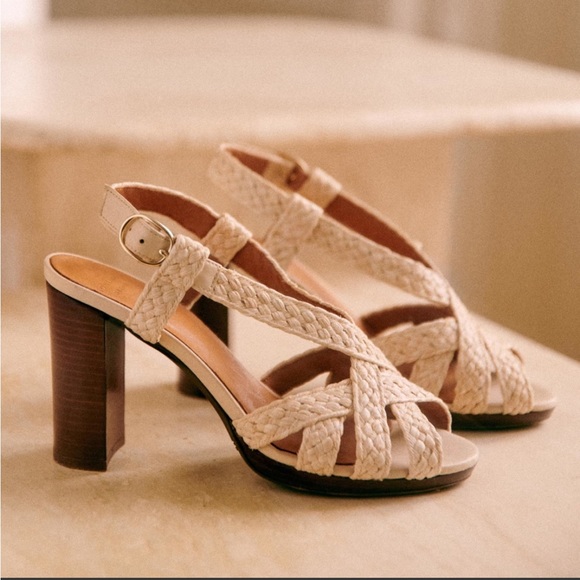 Sezane Shoes - Sézane Marion High Sandals in Ecru Woven Raffia Size 40/US 9